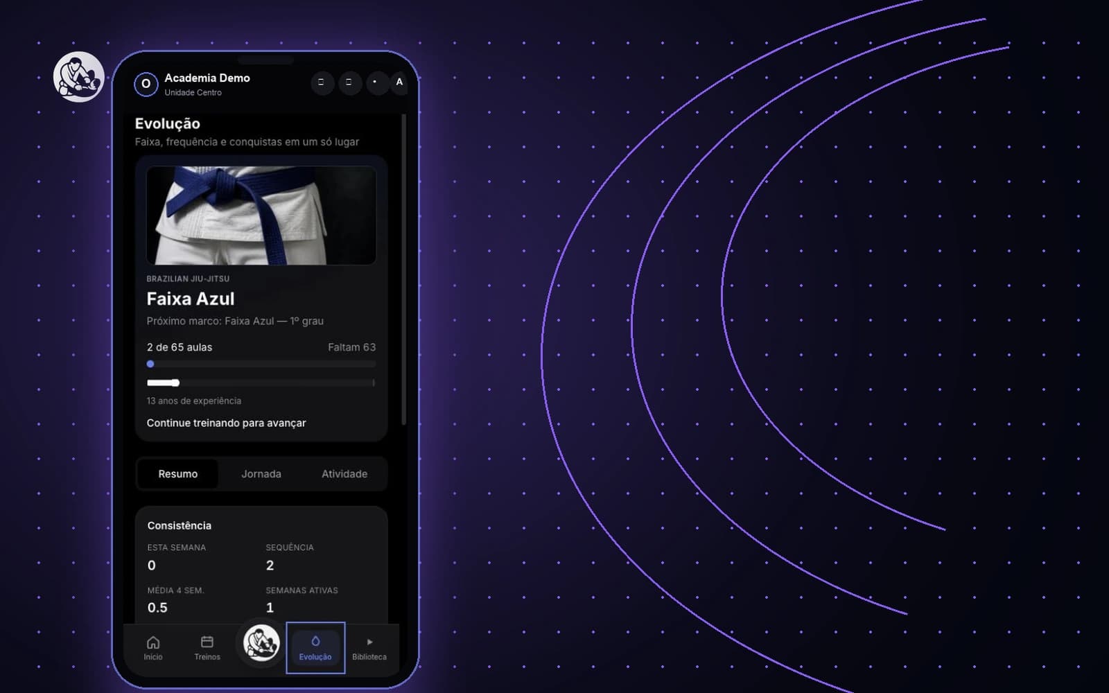 Acompanhamento de XP e evolução no app OSS365